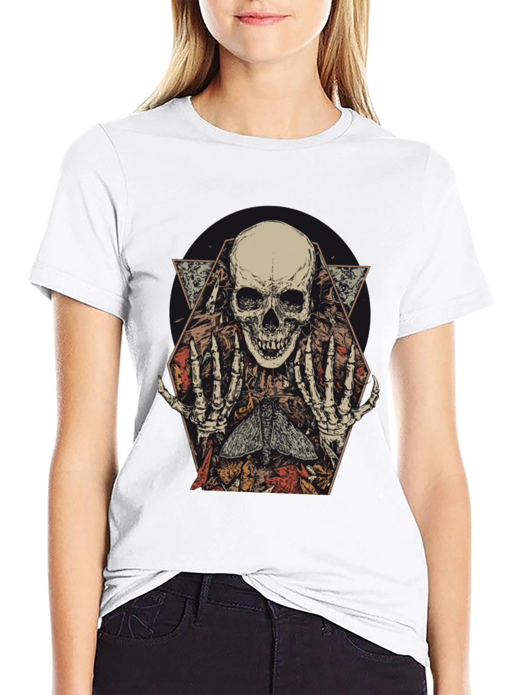 Skull & Moth Graphic Print Mens T-Shirt