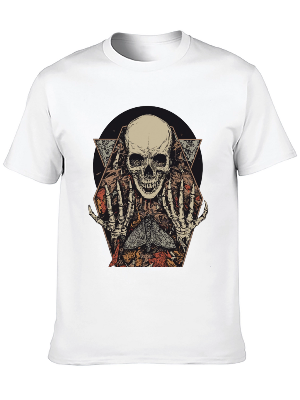 Skull & Moth Graphic Print Mens T-Shirt