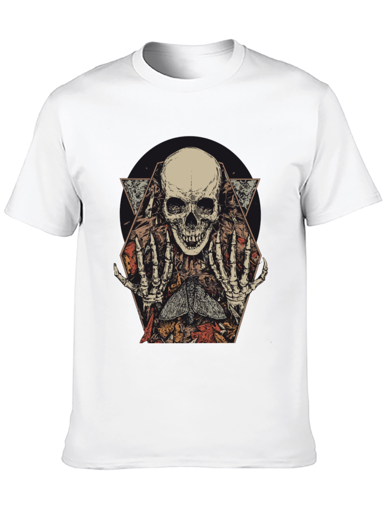 Skull & Moth Graphic Print Mens T-Shirt