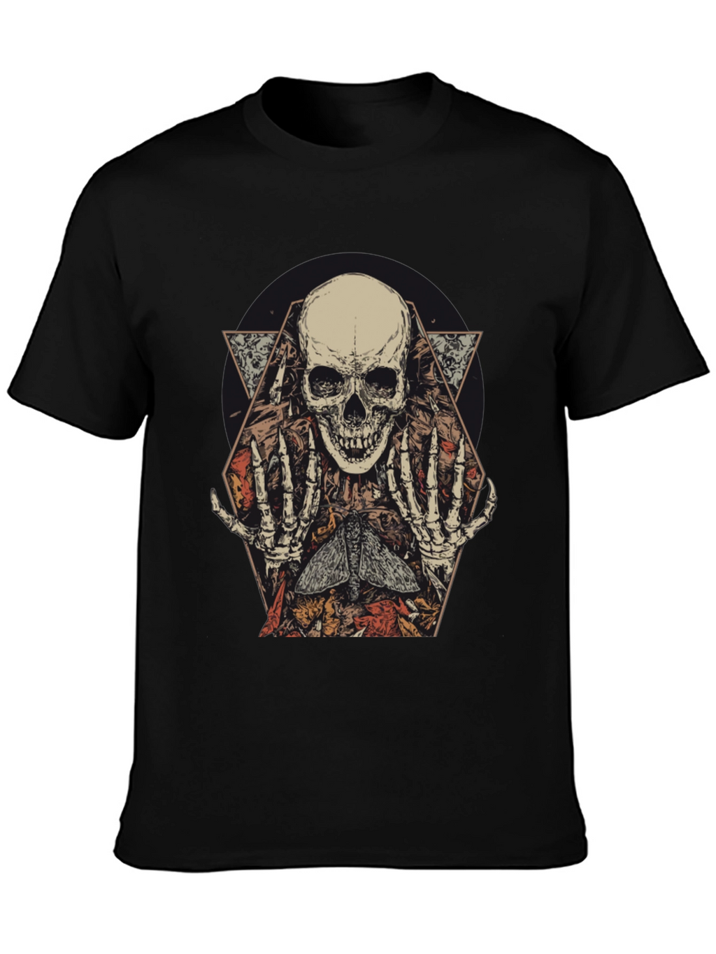 Skull & Moth Graphic Print Mens T-Shirt
