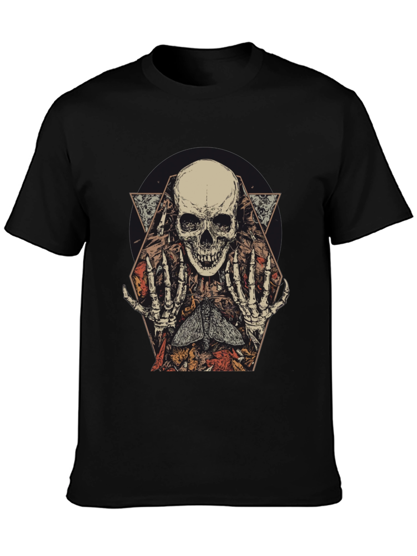 Skull & Moth Graphic Print Mens T-Shirt