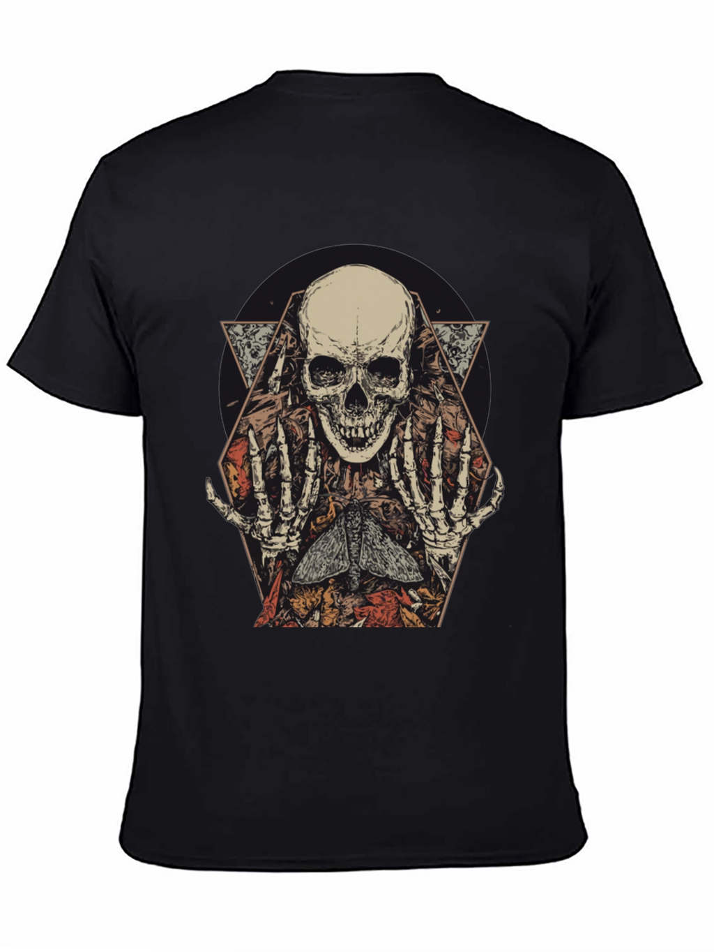 Skull & Moth Graphic Print Mens T-Shirt