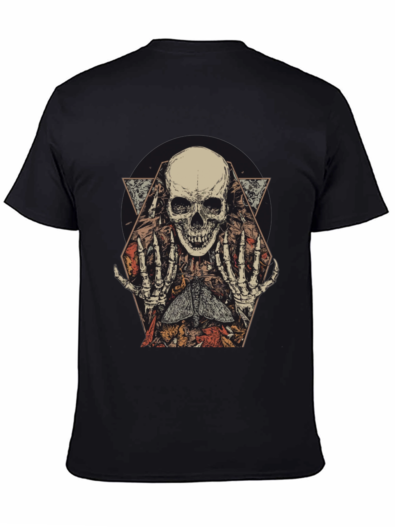 Skull & Moth Graphic Print Mens T-Shirt