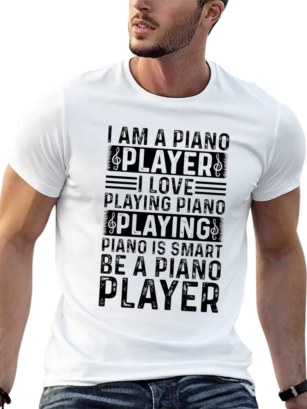I Am A Piano Player Black T-Shirt