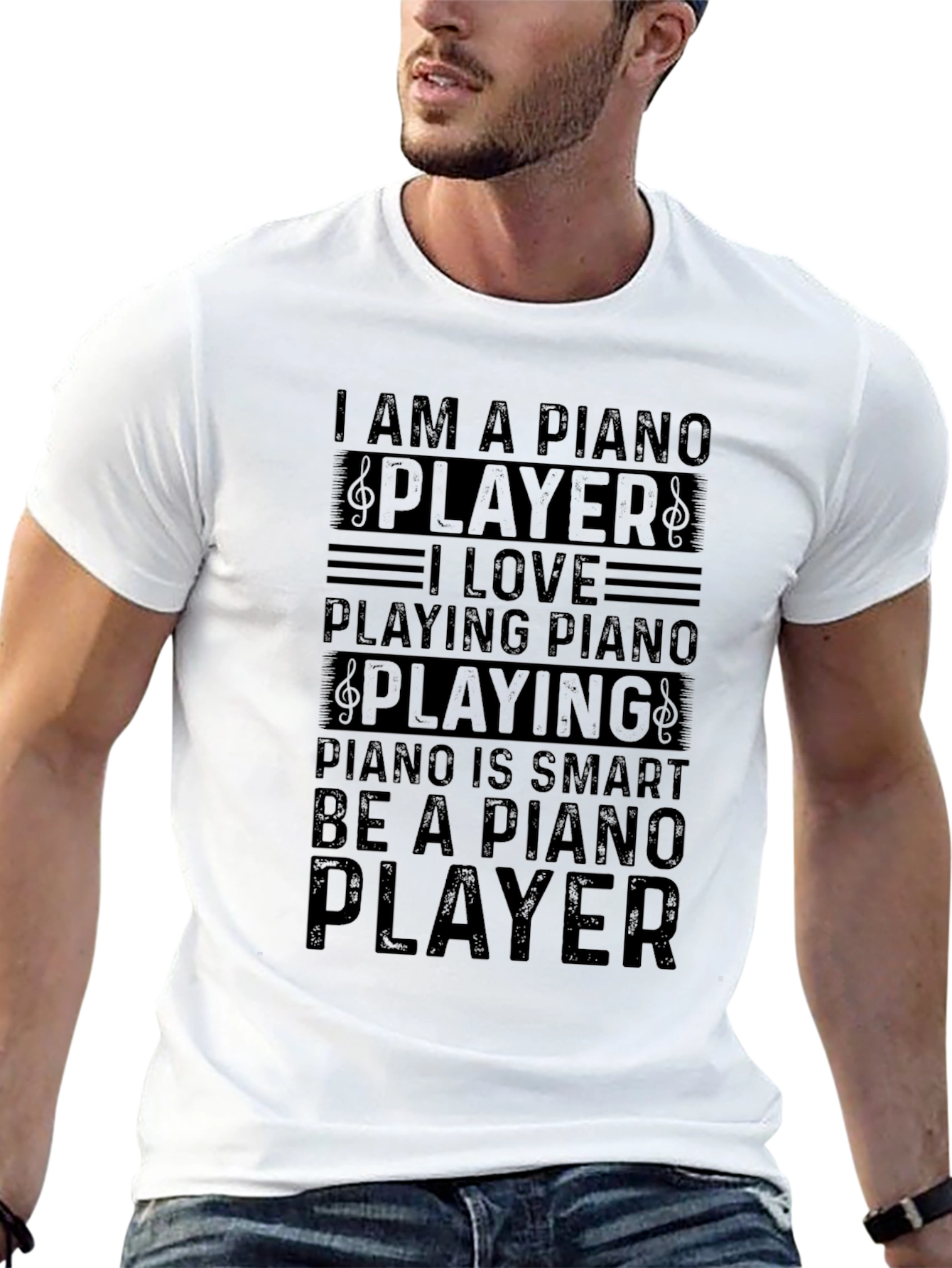 I Am A Piano Player Black T-Shirt