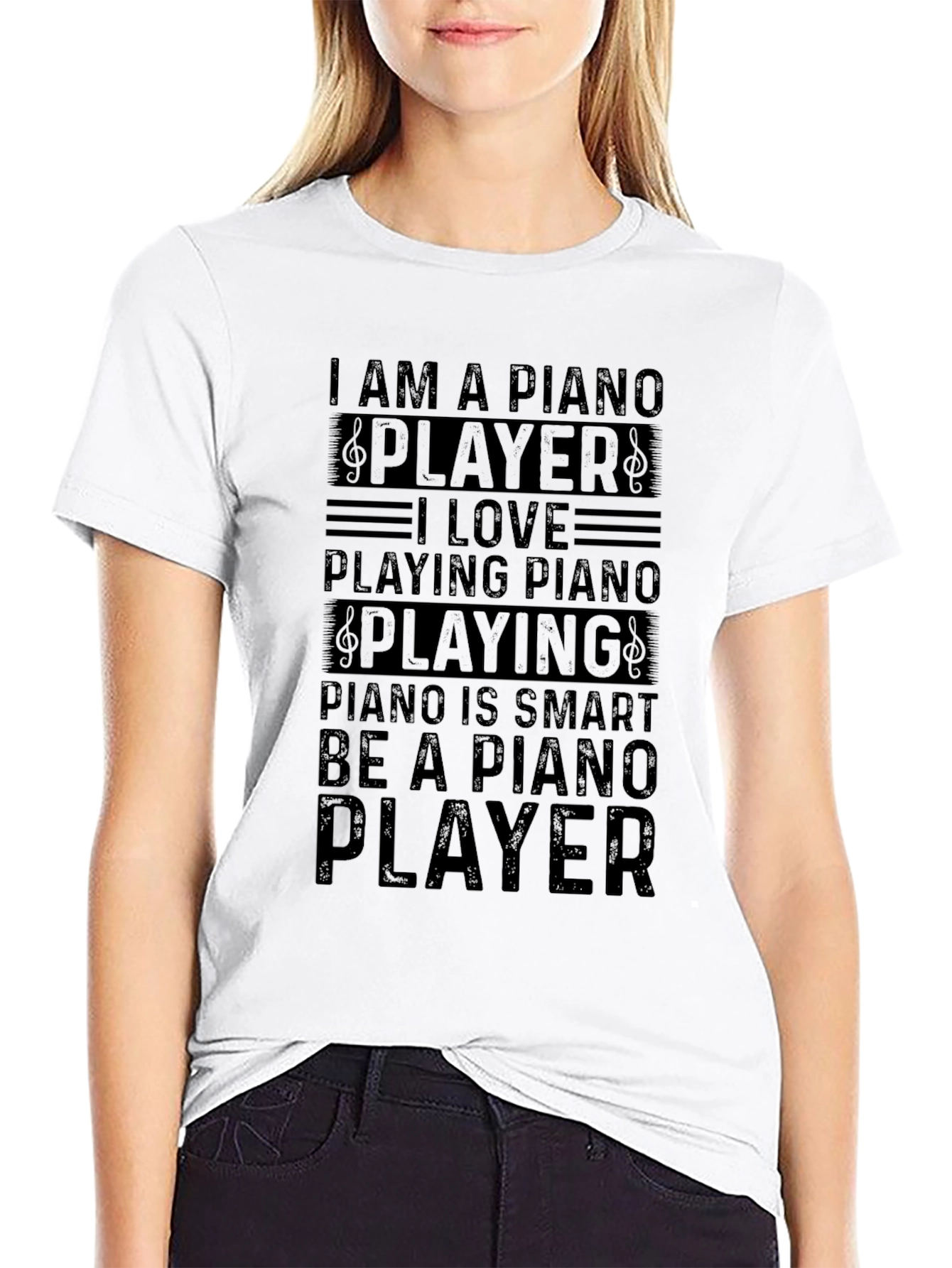 I Am A Piano Player Black T-Shirt