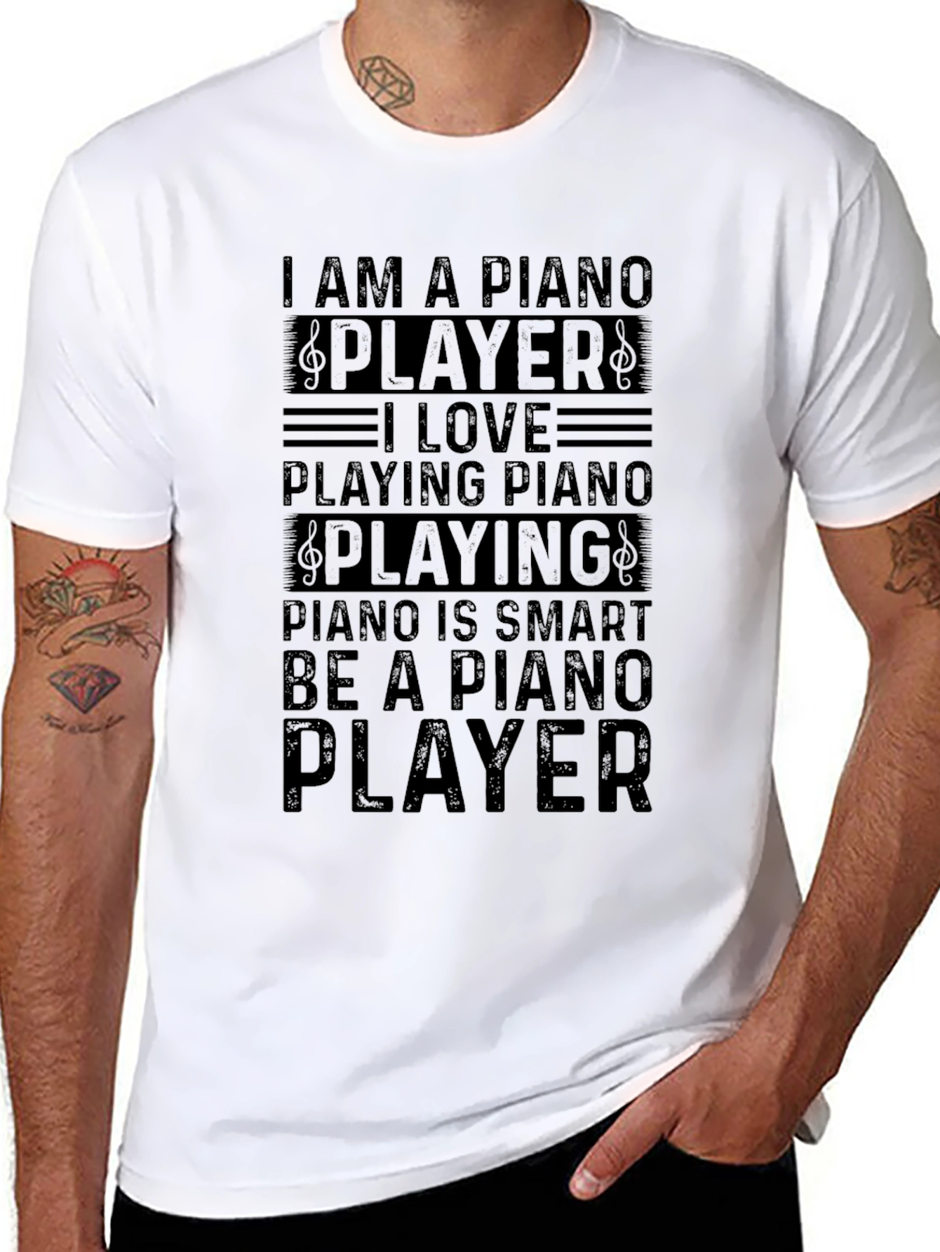 I Am A Piano Player Black T-Shirt