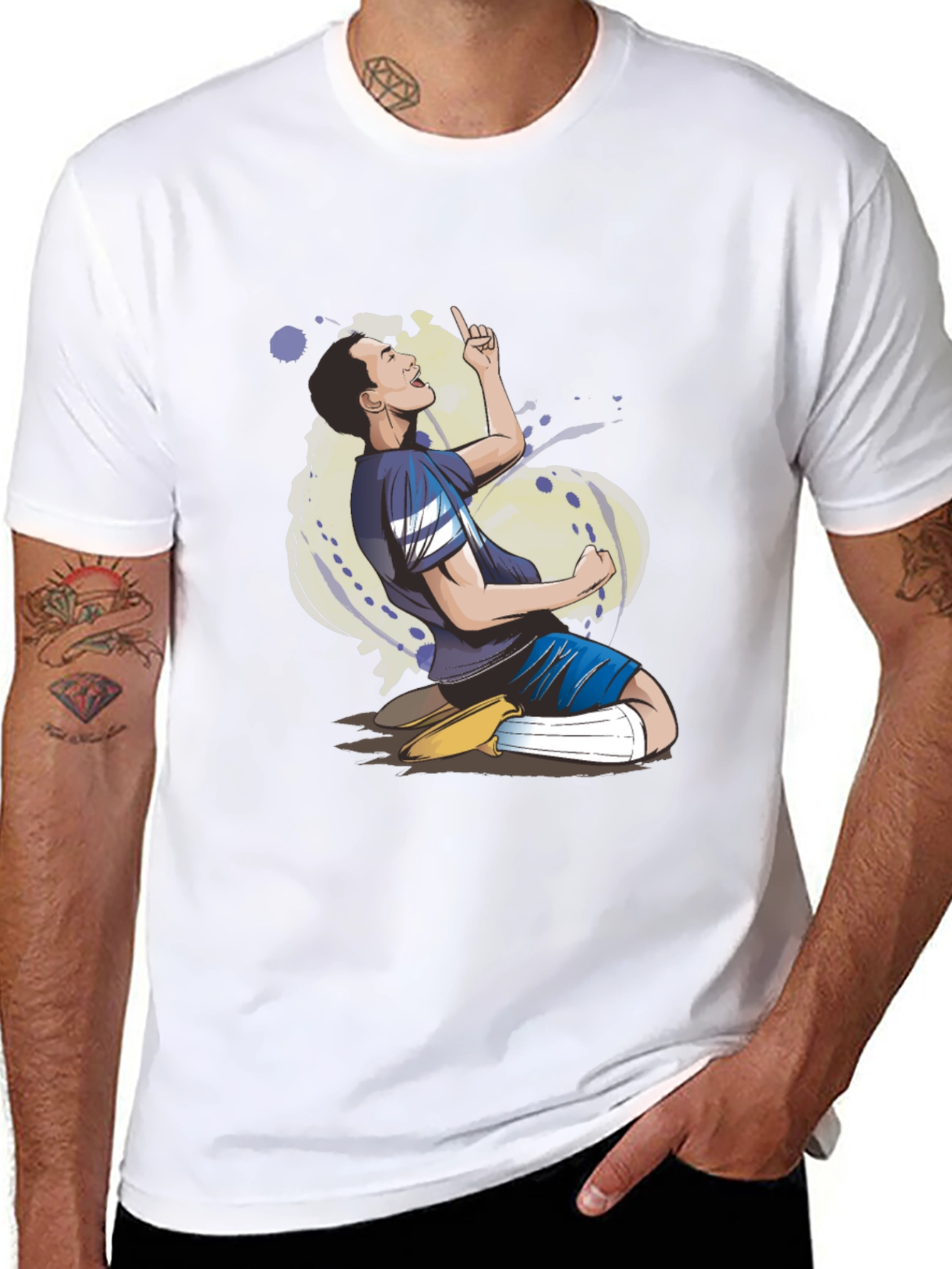 T-Shirt with a Sporting Cartoon Design