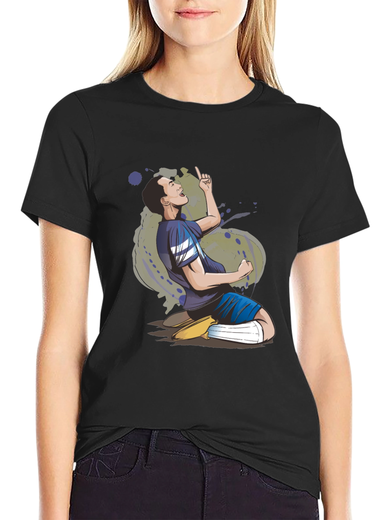 T-Shirt with a Sporting Cartoon Design
