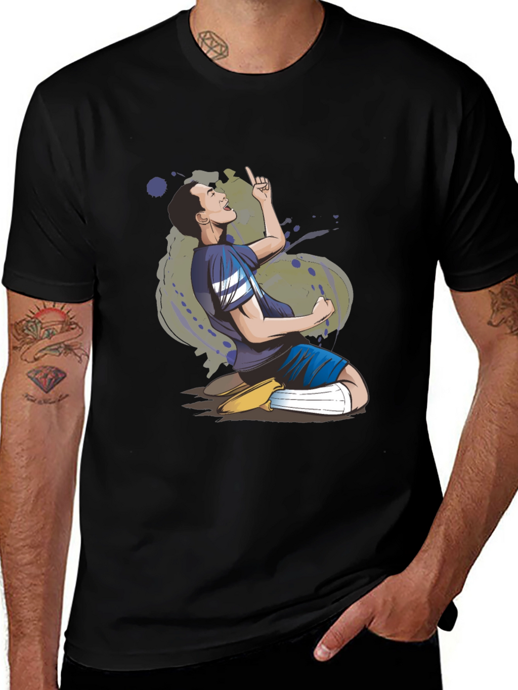 T-Shirt with a Sporting Cartoon Design