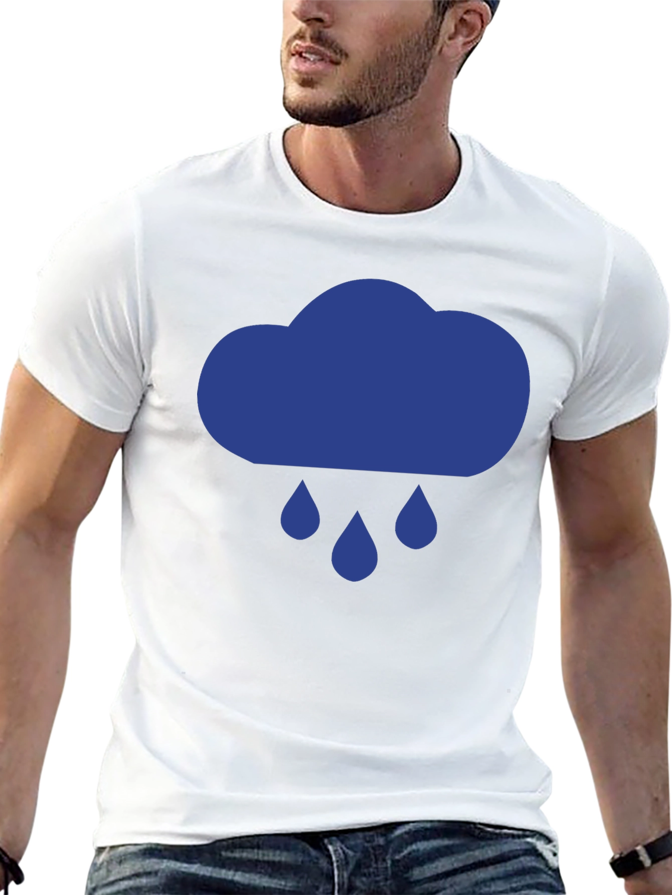 Rainy Day Cloud Graphic Tee - Black Cotton T-Shirt