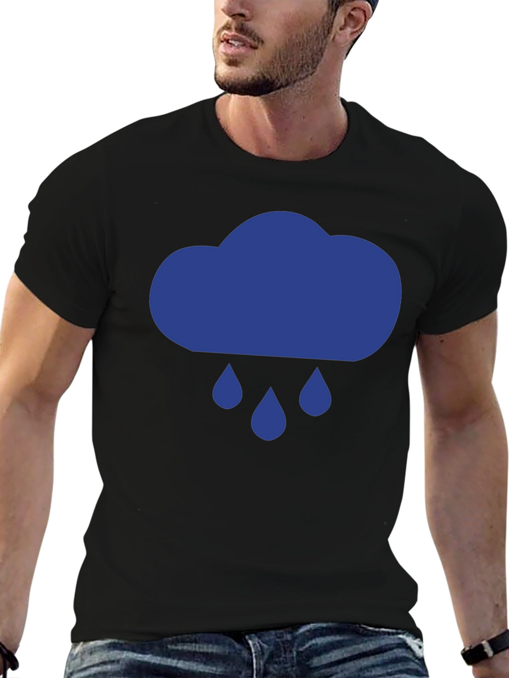 Rainy Day Cloud Graphic Tee - Black Cotton T-Shirt
