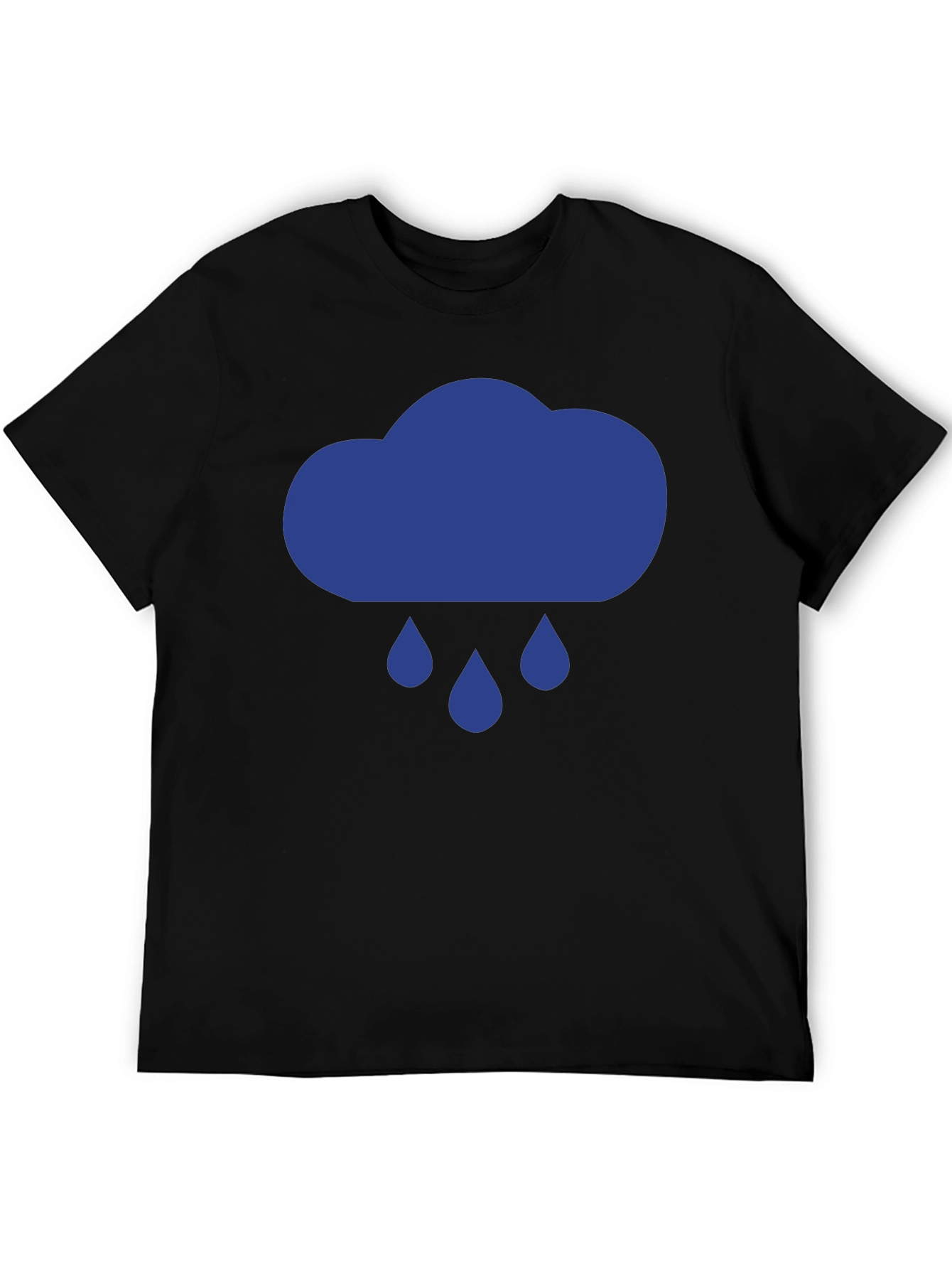 Rainy Day Cloud Graphic Tee - Black Cotton T-Shirt