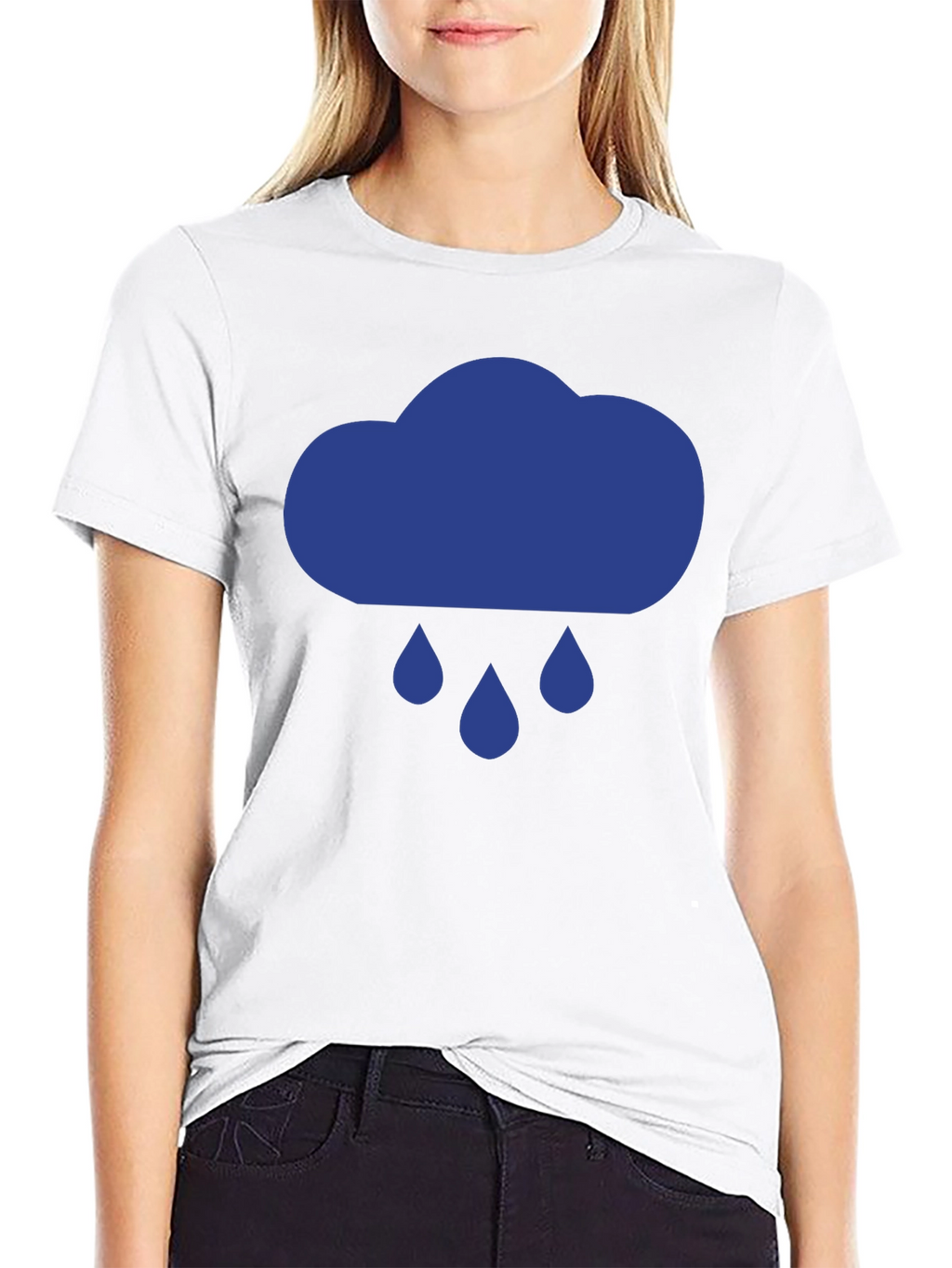 Rainy Day Cloud Graphic Tee - Black Cotton T-Shirt