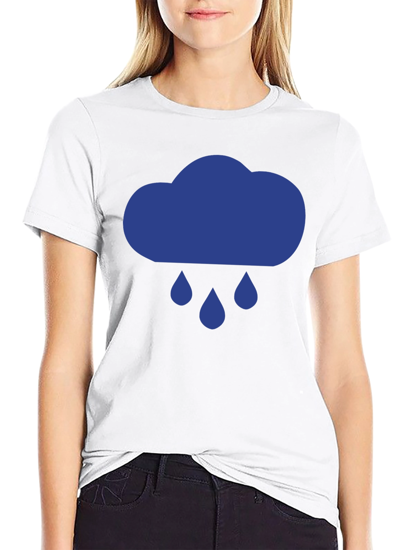 Rainy Day Cloud Graphic Tee - Black Cotton T-Shirt