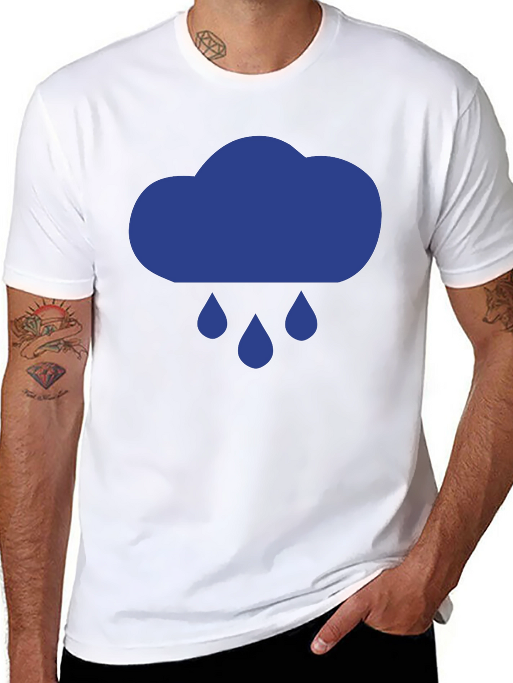 Rainy Day Cloud Graphic Tee - Black Cotton T-Shirt