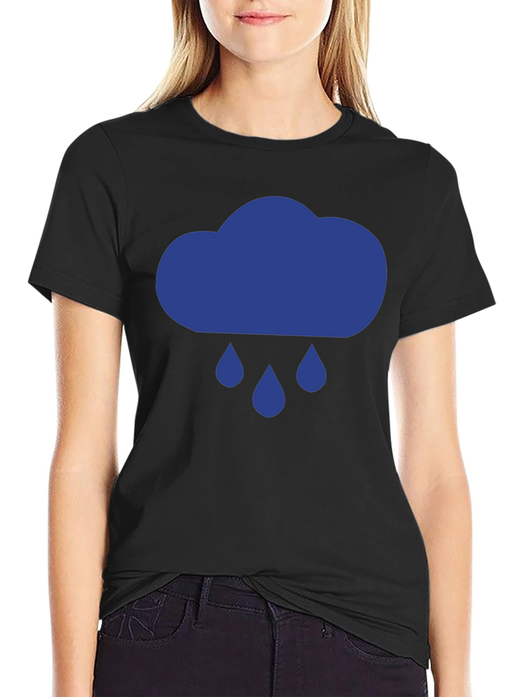 Rainy Day Cloud Graphic Tee - Black Cotton T-Shirt