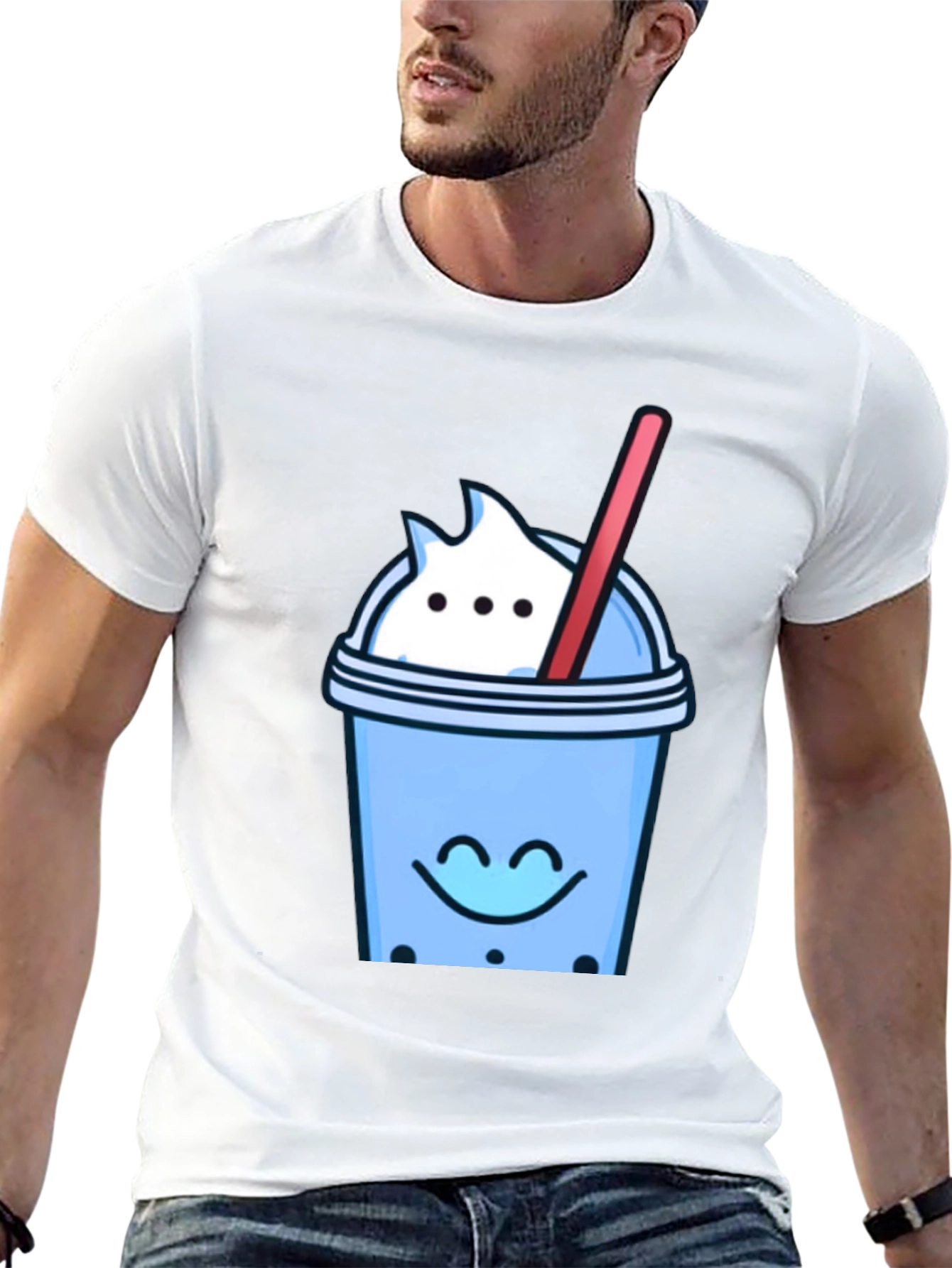 Cute Bubble Tea Graphic Tee - Black