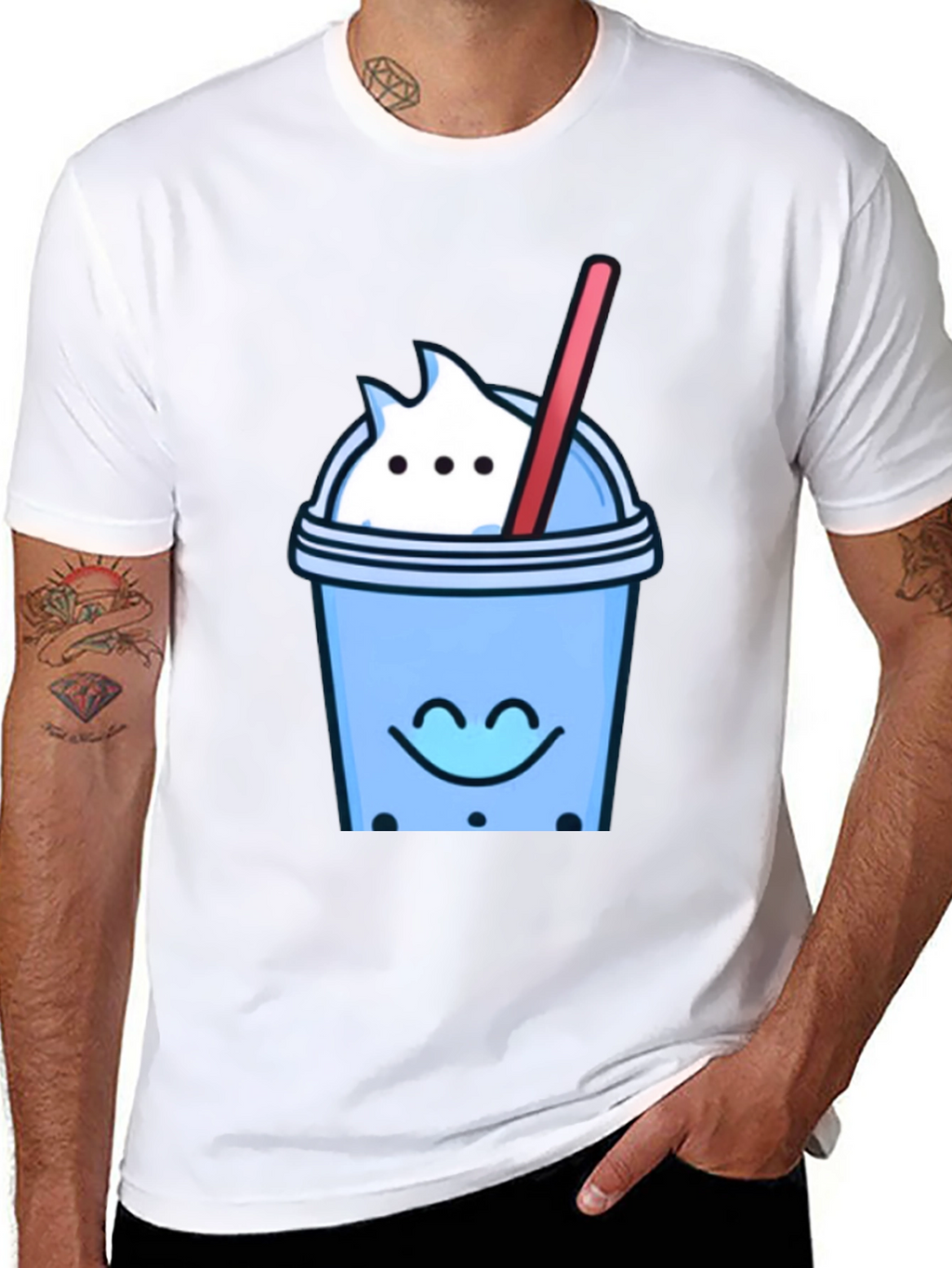 Cute Bubble Tea Graphic Tee - Black