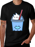 Cute Bubble Tea Graphic Tee - Black