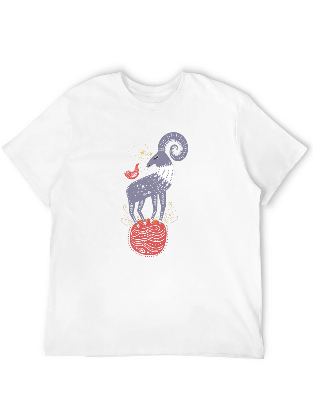 Ram and Bird Graphic Tee - Unique Design