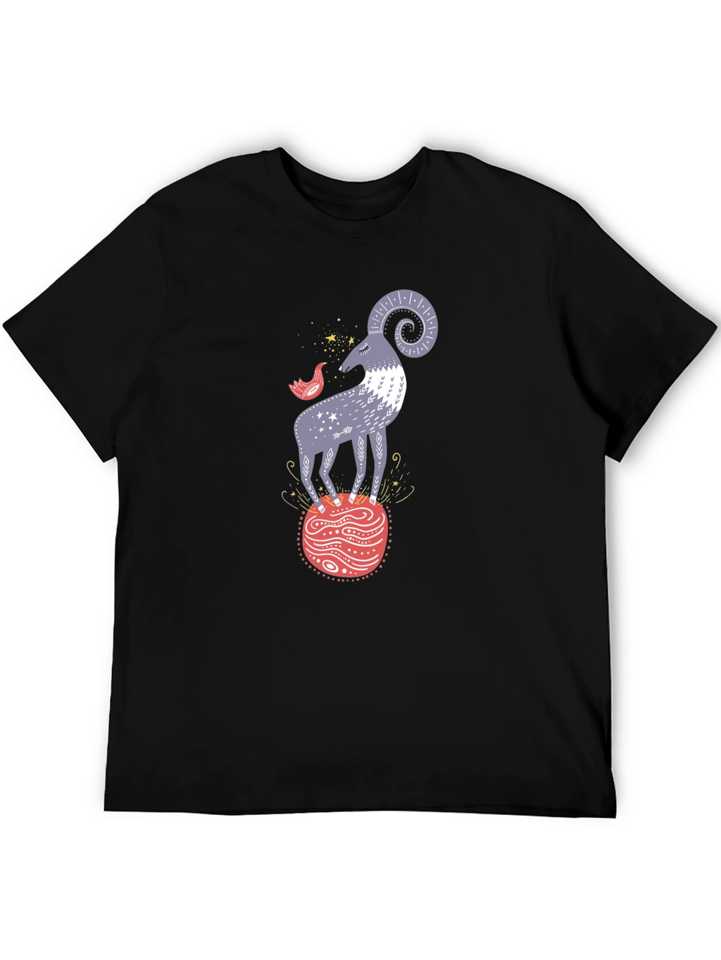 Ram and Bird Graphic Tee - Unique Design