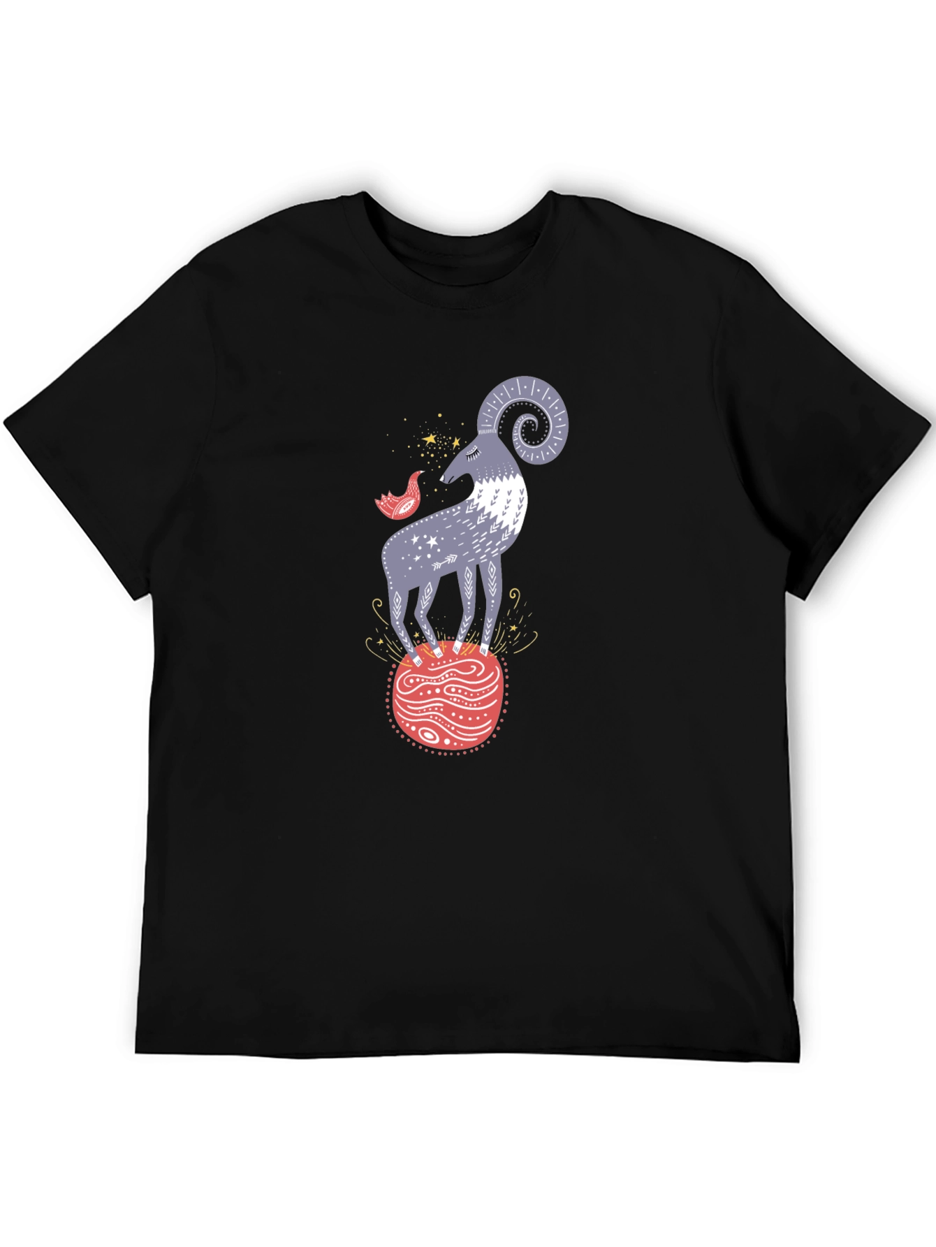 Ram and Bird Graphic Tee - Unique Design