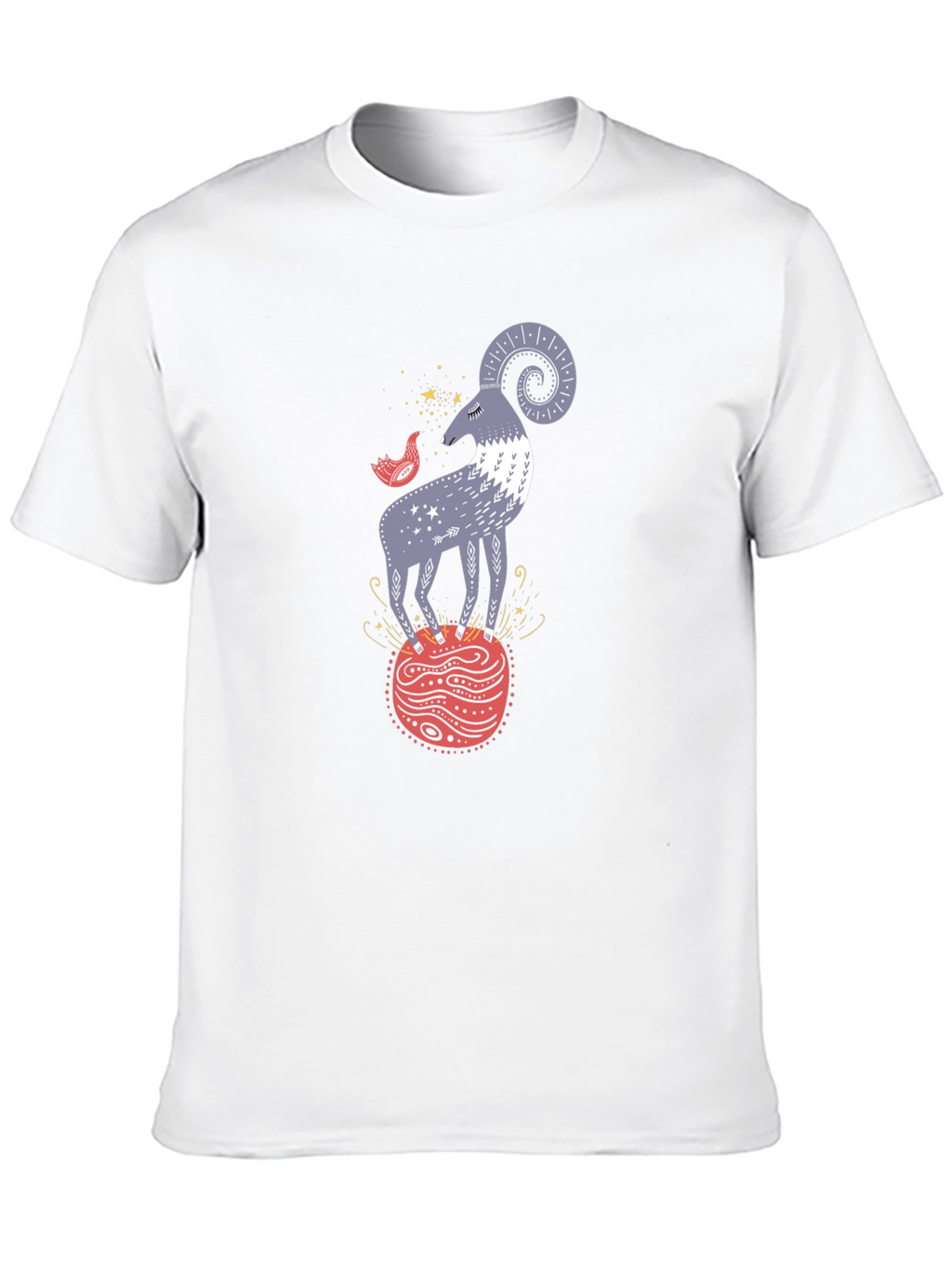 Ram and Bird Graphic Tee - Unique Design
