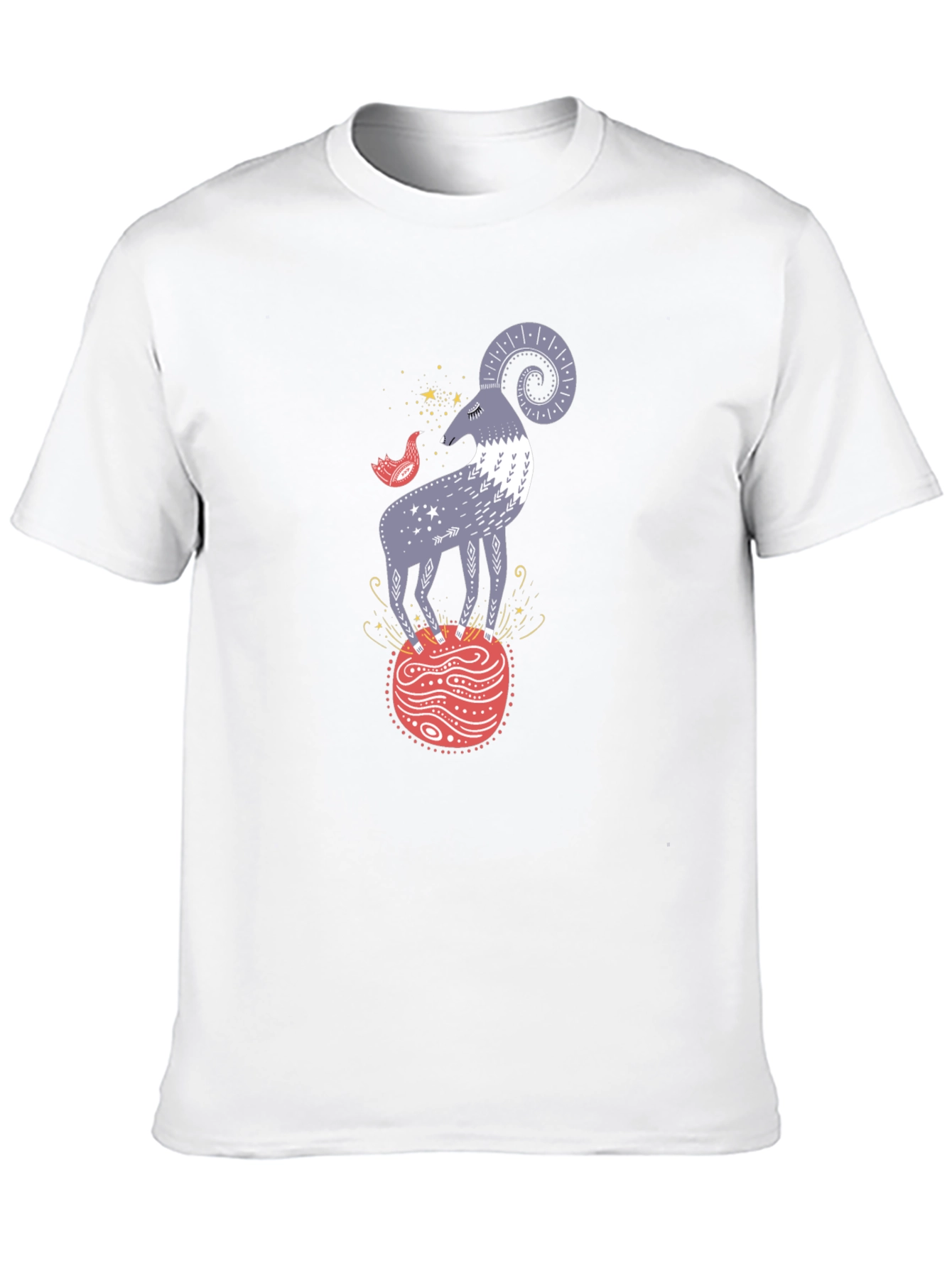 Ram and Bird Graphic Tee - Unique Design
