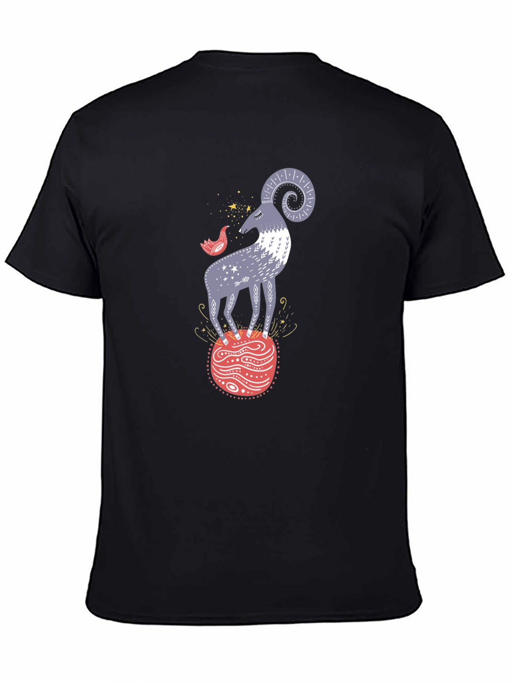 Ram and Bird Graphic Tee - Unique Design