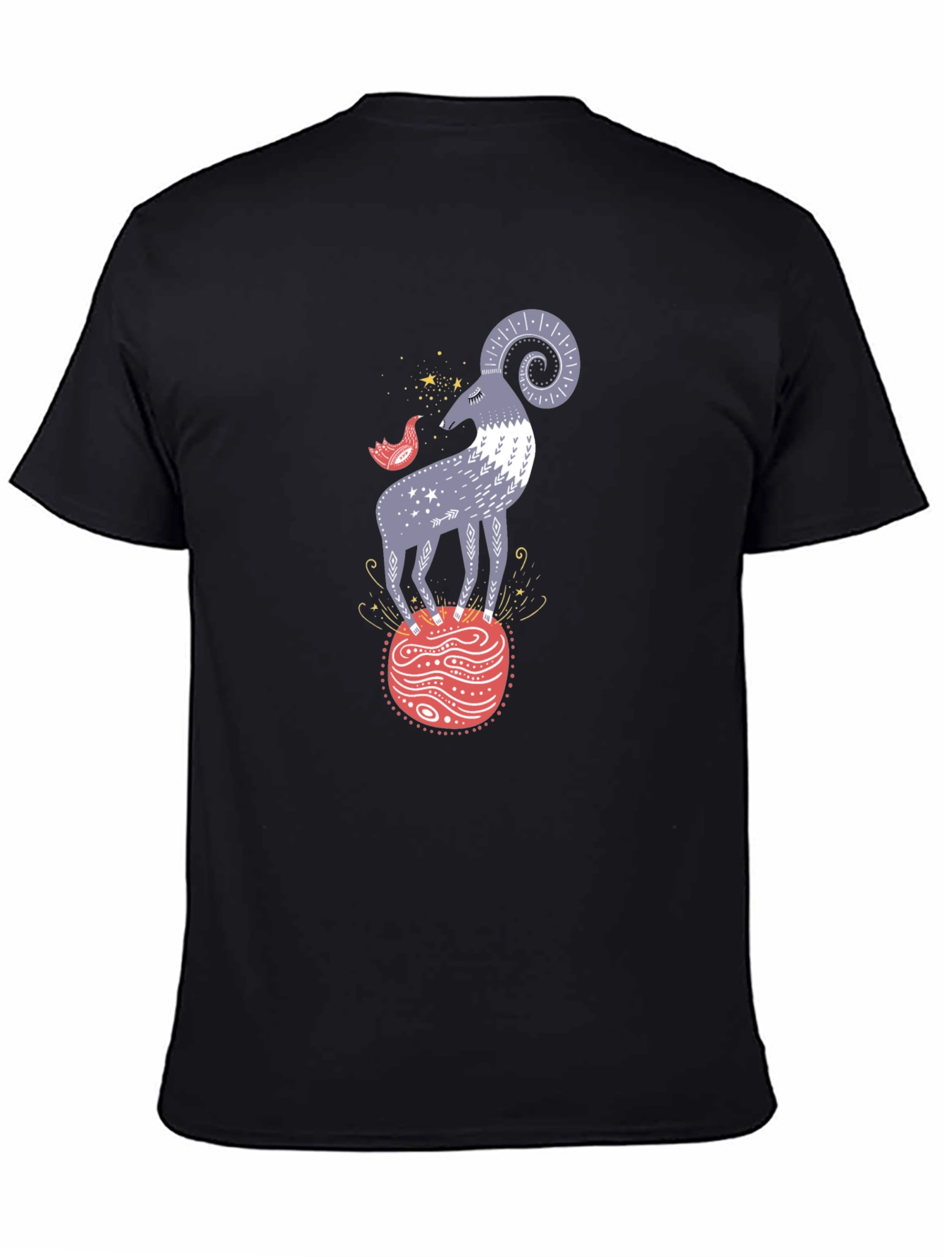 Ram and Bird Graphic Tee - Unique Design