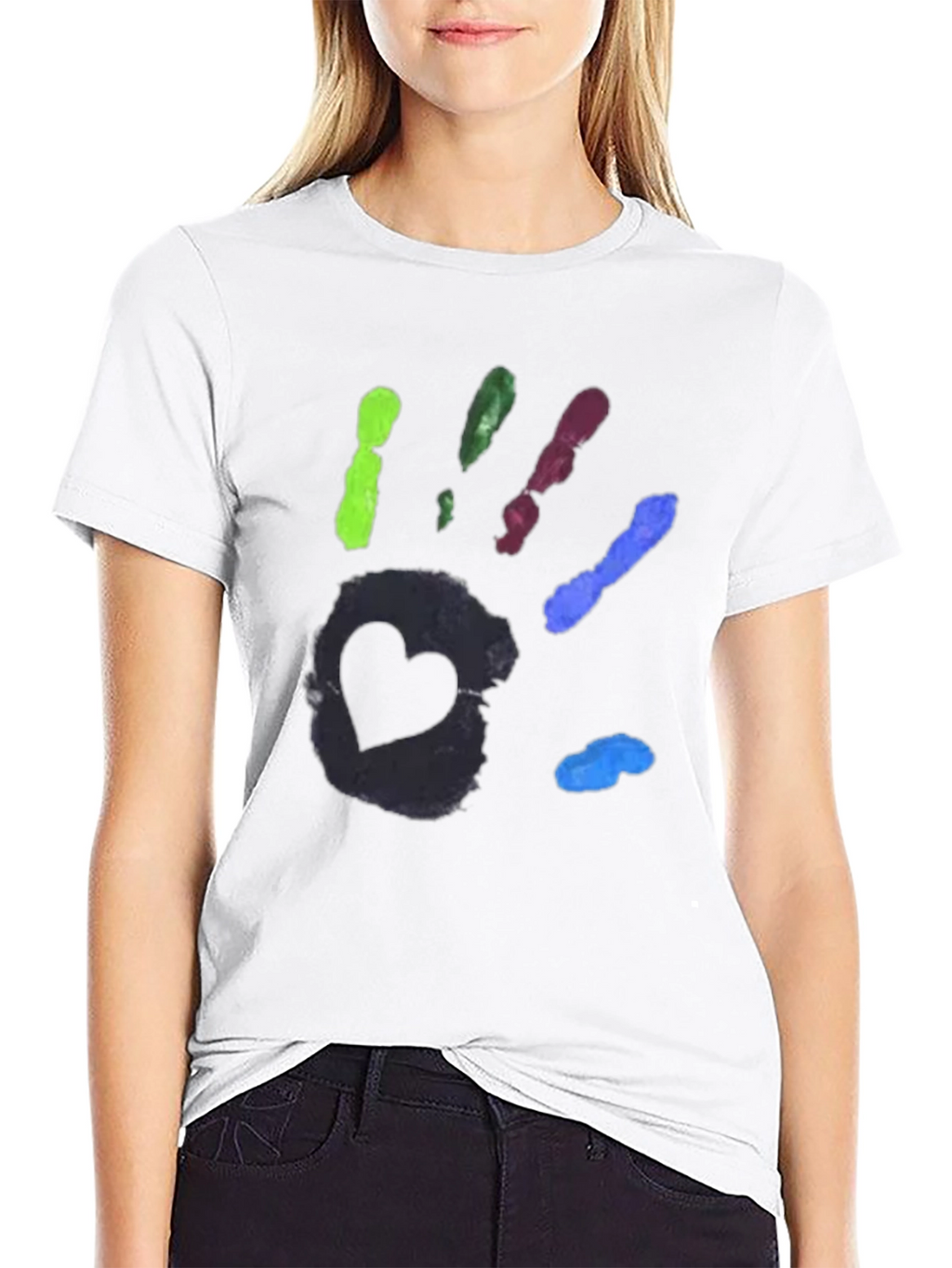 Colorful Handprint Heart T-Shirt