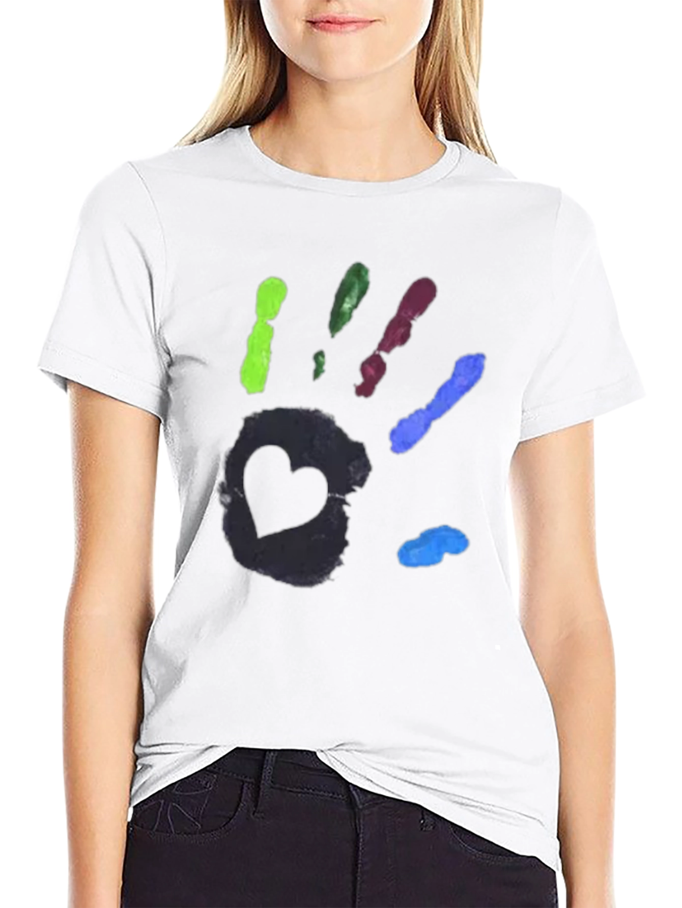 Colorful Handprint Heart T-Shirt