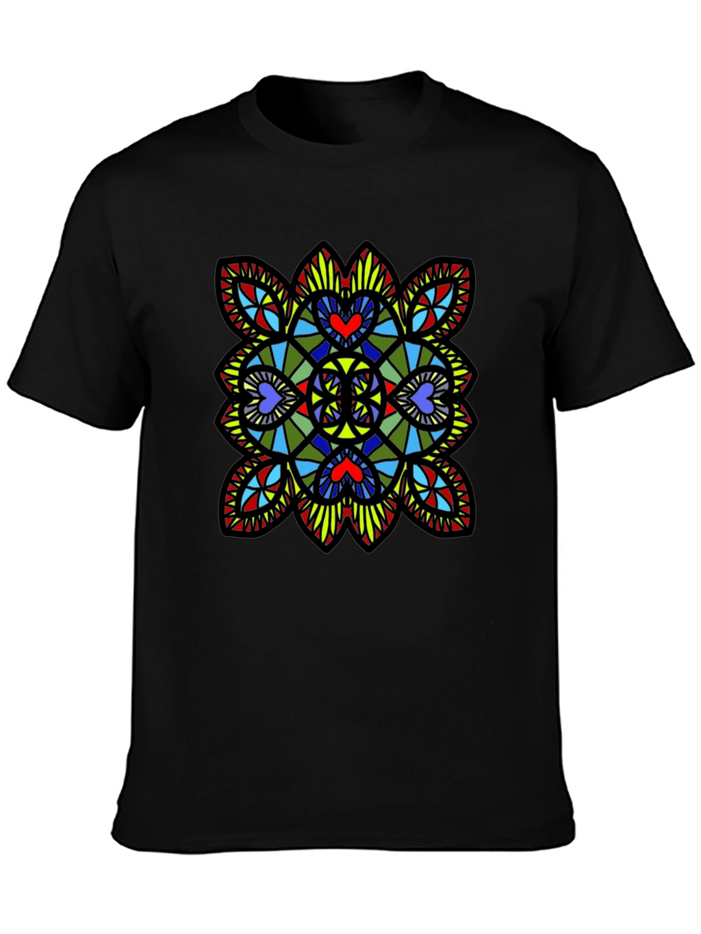 Stained Glass Heart T-Shirt - Black Graphic Tee