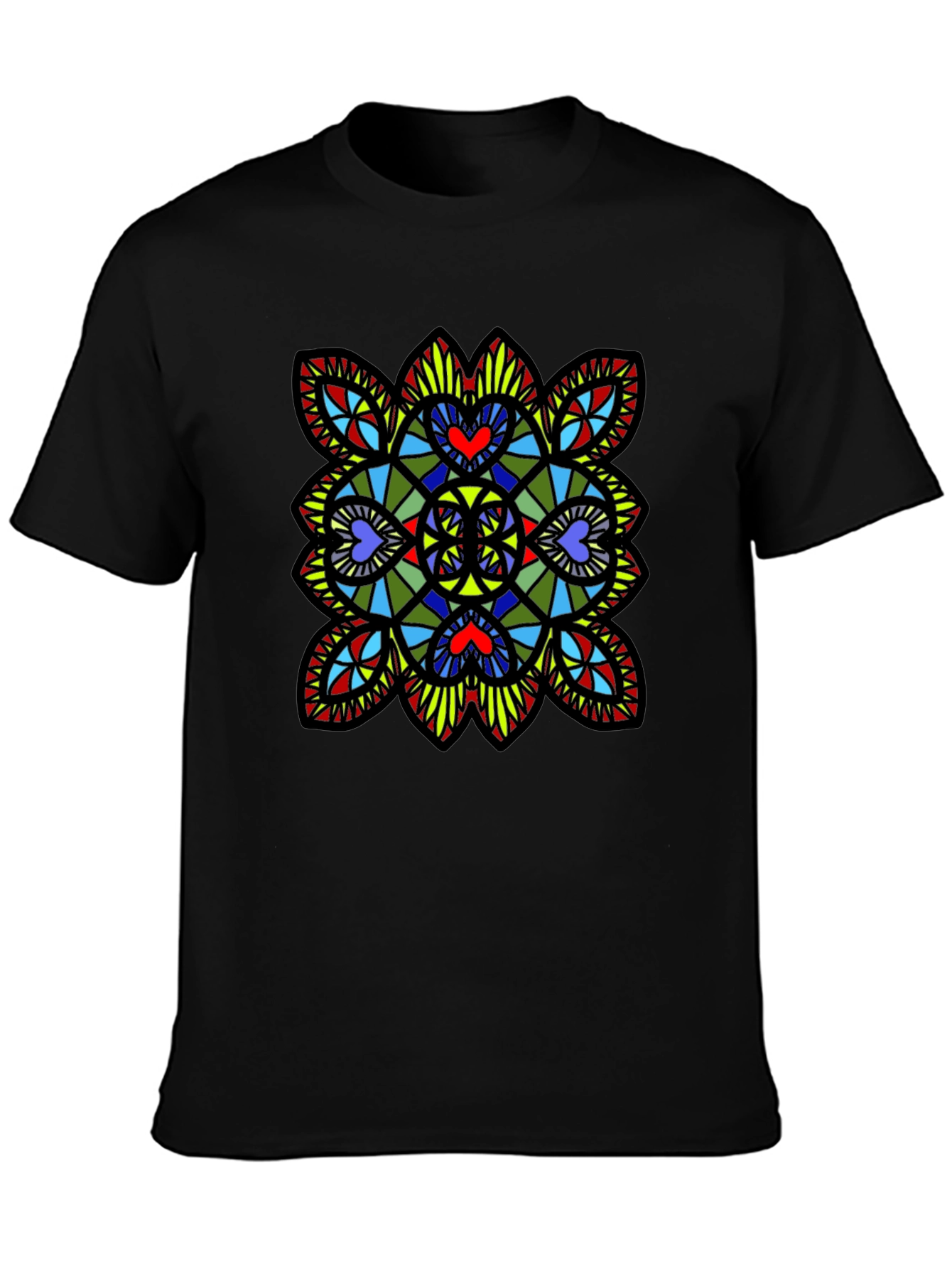 Stained Glass Heart T-Shirt - Black Graphic Tee
