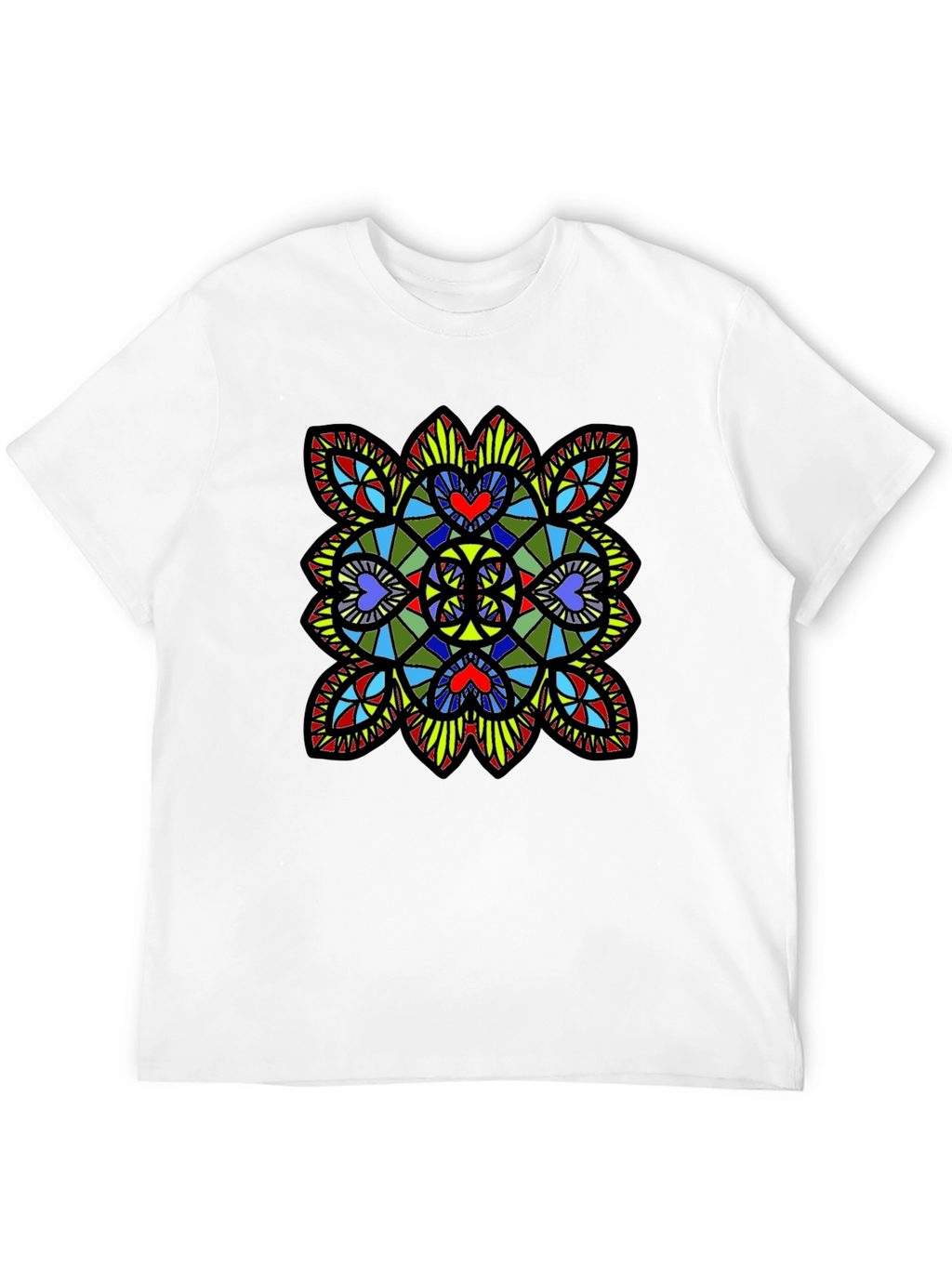 Stained Glass Heart T-Shirt - Black Graphic Tee