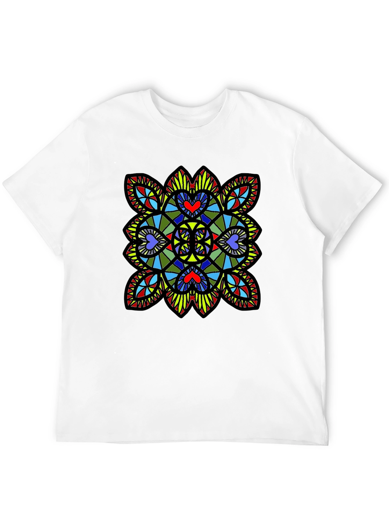 Stained Glass Heart T-Shirt - Black Graphic Tee