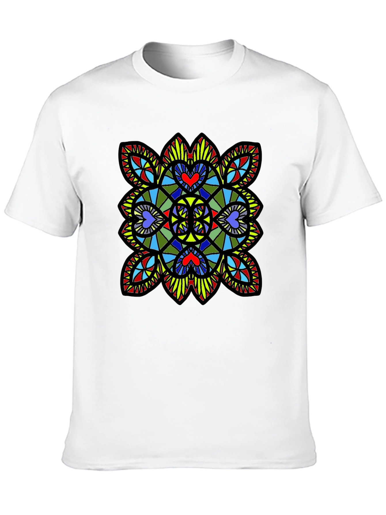 Stained Glass Heart T-Shirt - Black Graphic Tee