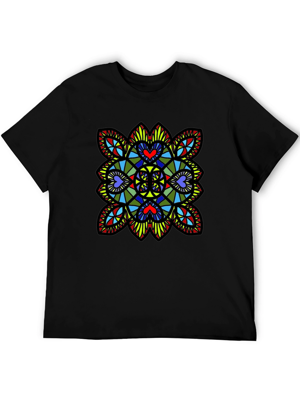 Stained Glass Heart T-Shirt - Black Graphic Tee