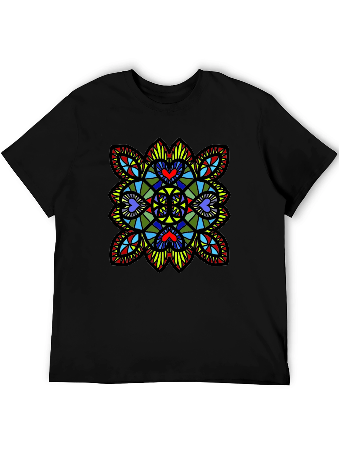 Stained Glass Heart T-Shirt - Black Graphic Tee
