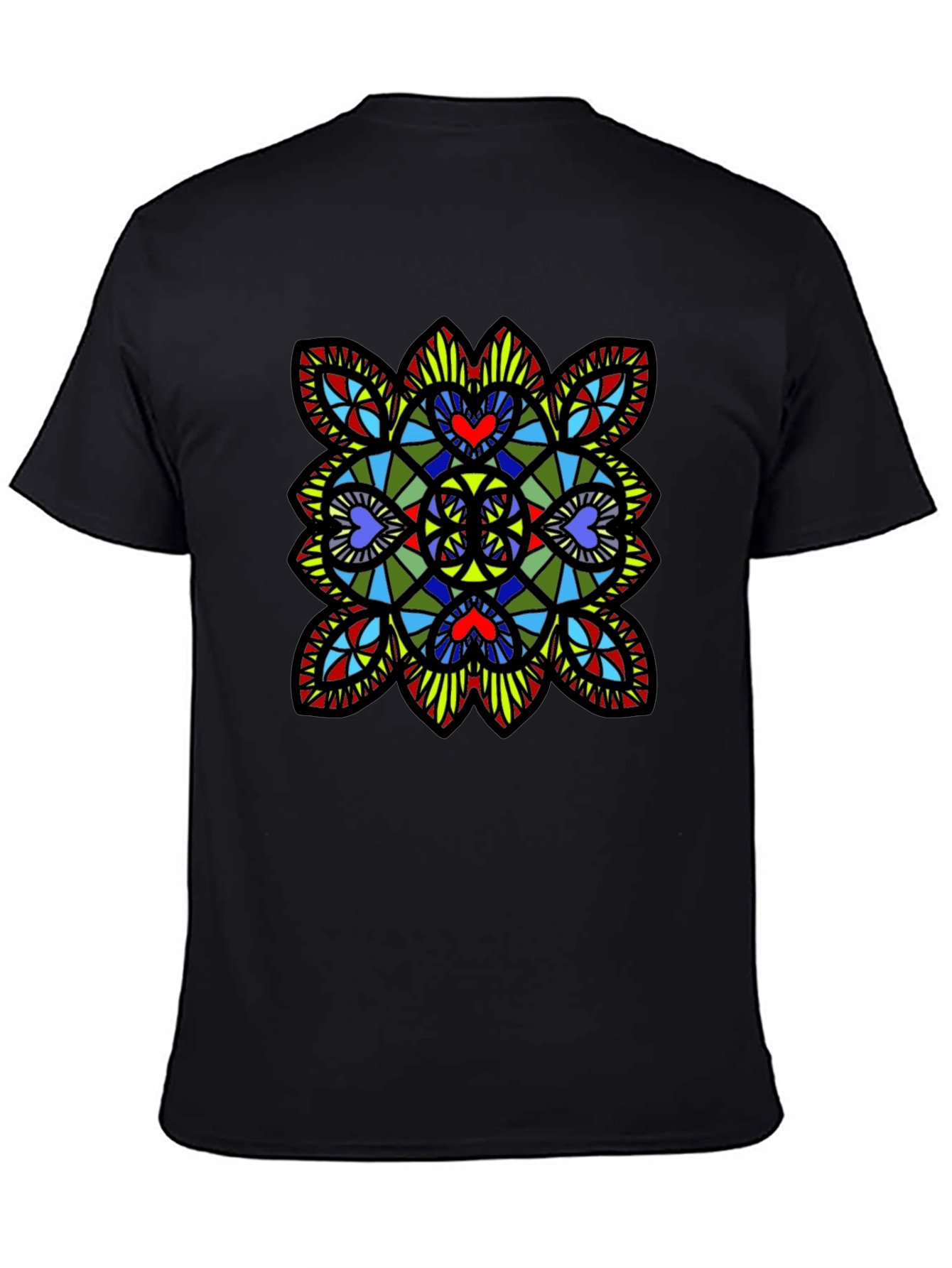 Stained Glass Heart T-Shirt - Black Graphic Tee