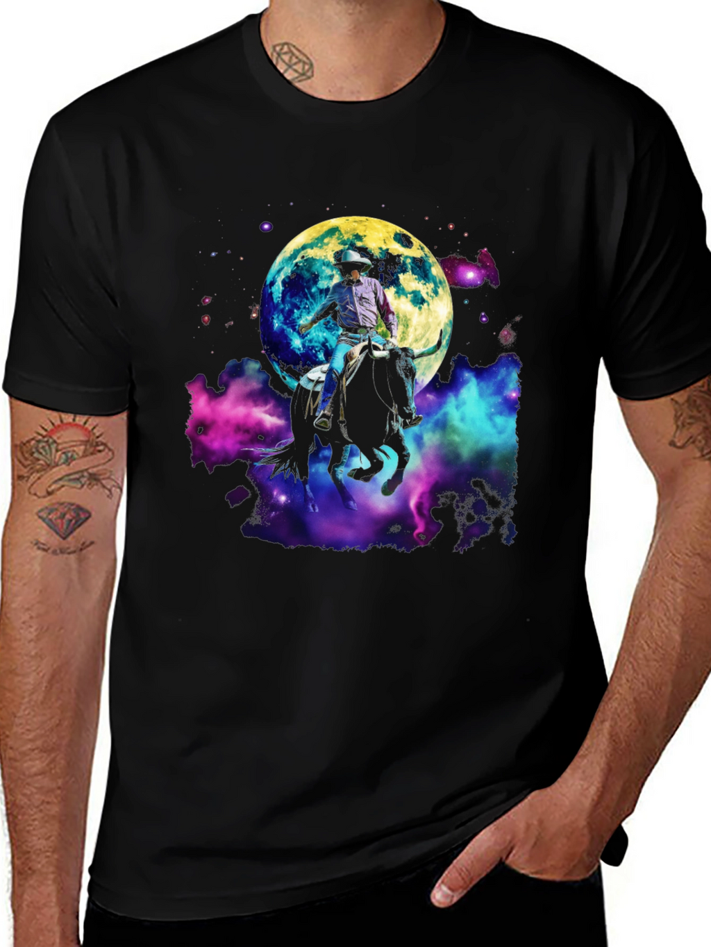 Cosmic Cowboy T-Shirt - Moon Rodeo Design