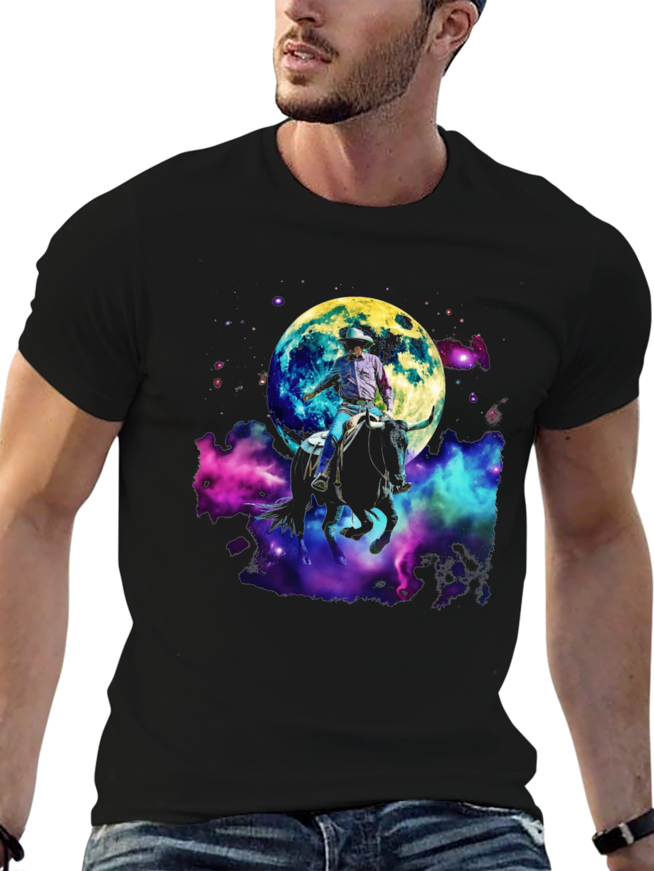 Cosmic Cowboy T-Shirt - Moon Rodeo Design