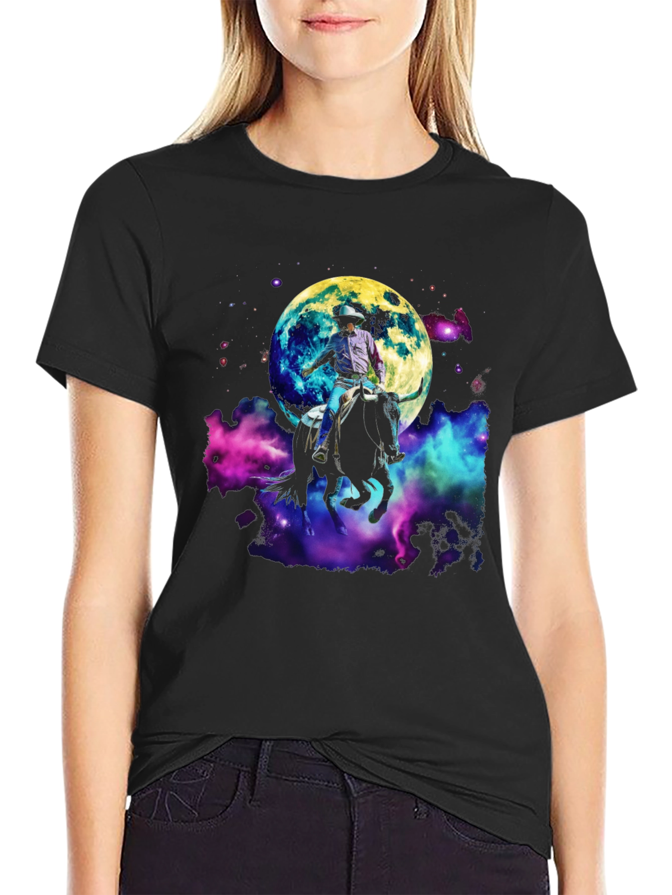 Cosmic Cowboy T-Shirt - Moon Rodeo Design