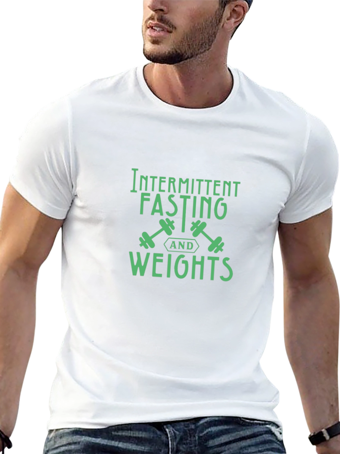 Intermittent Fasting Weights Black Graphic T-Shirt