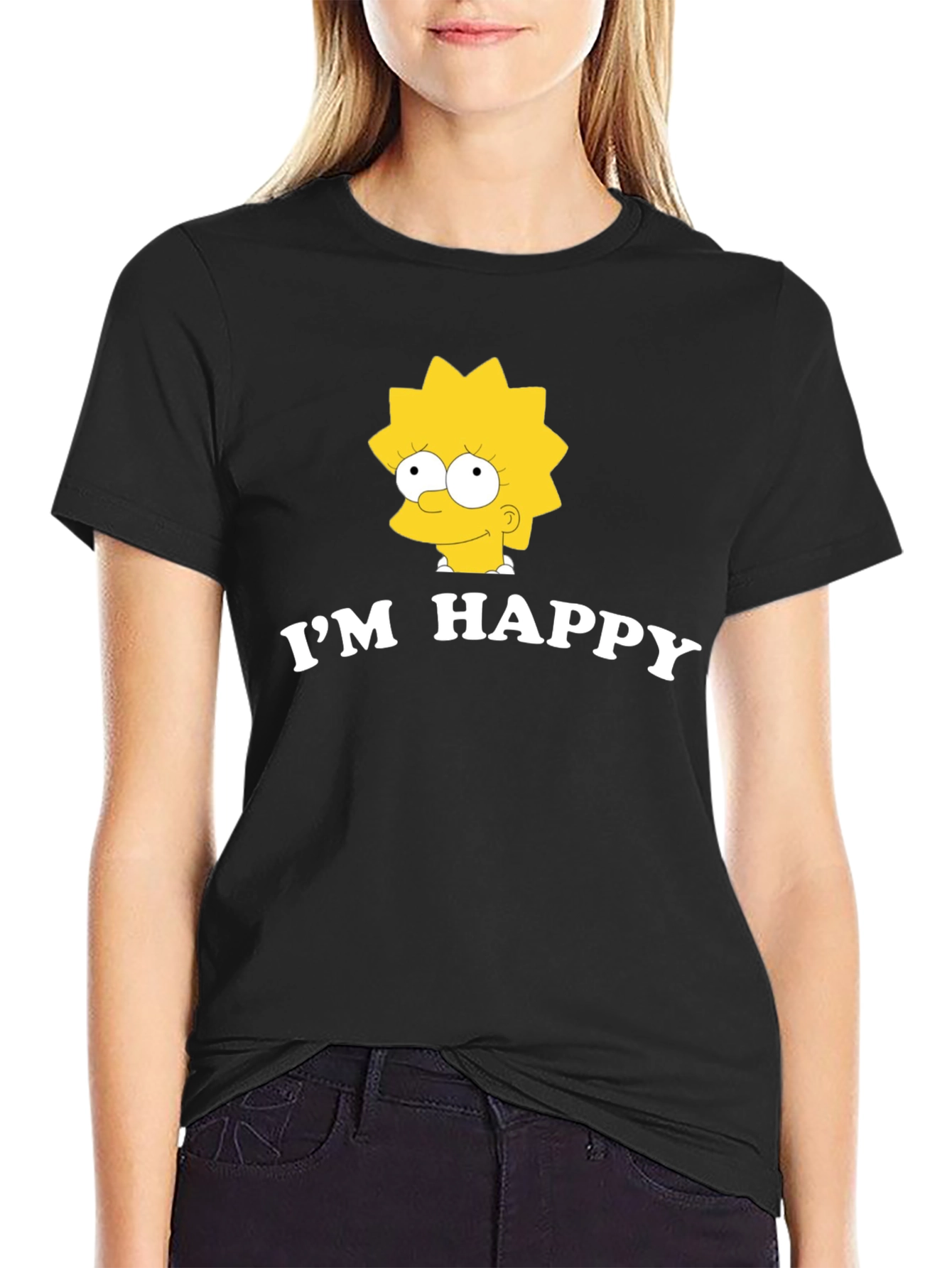 Lisa Simpson Im Happy Black T-Shirt