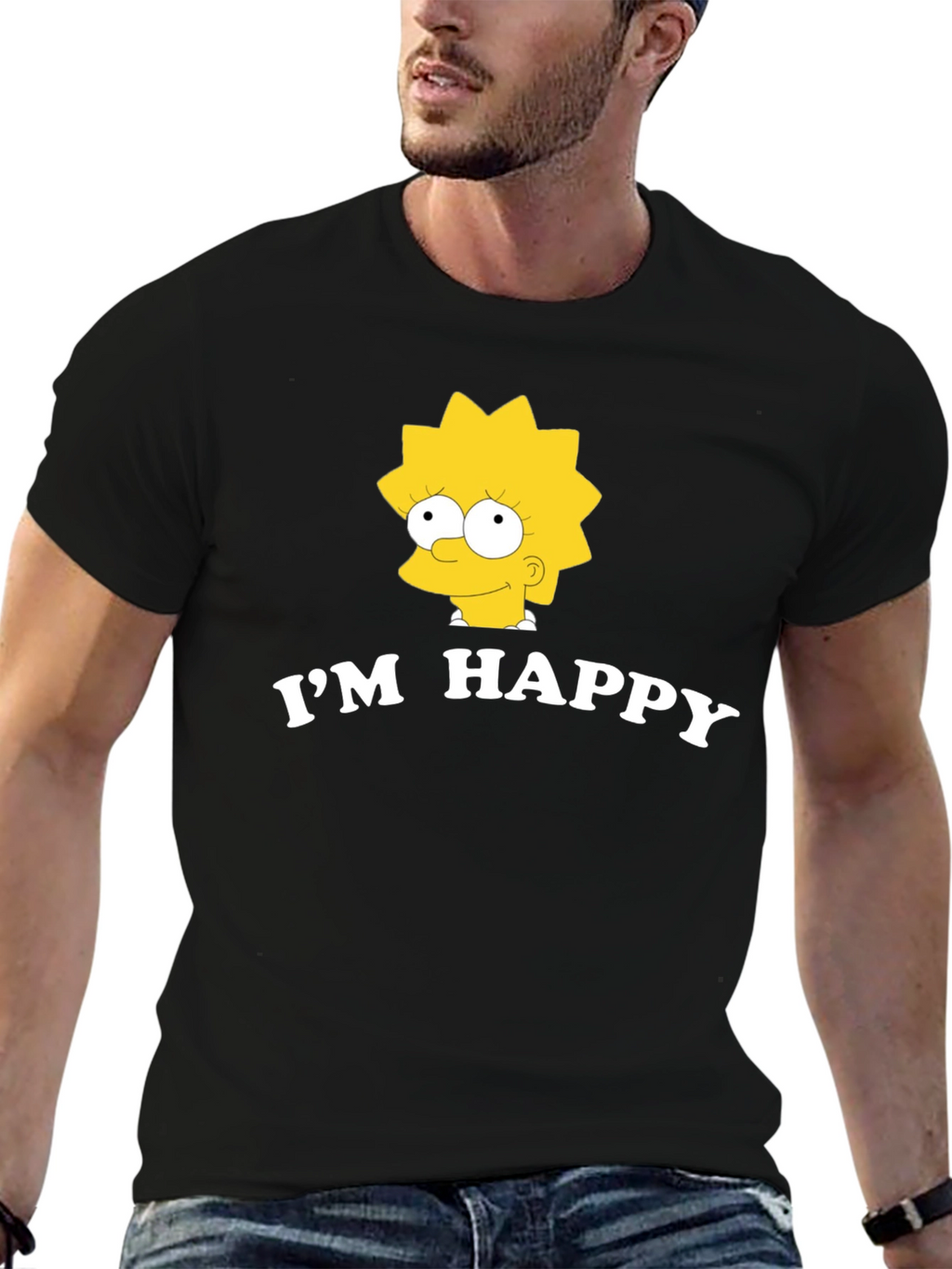 Lisa Simpson Im Happy Black T-Shirt