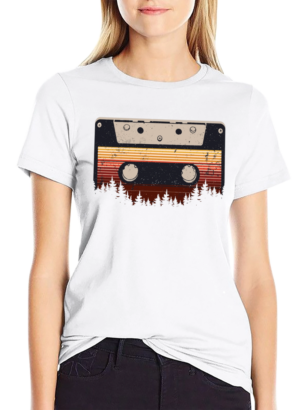 Retro Cassette Tape Forest Graphic Tee