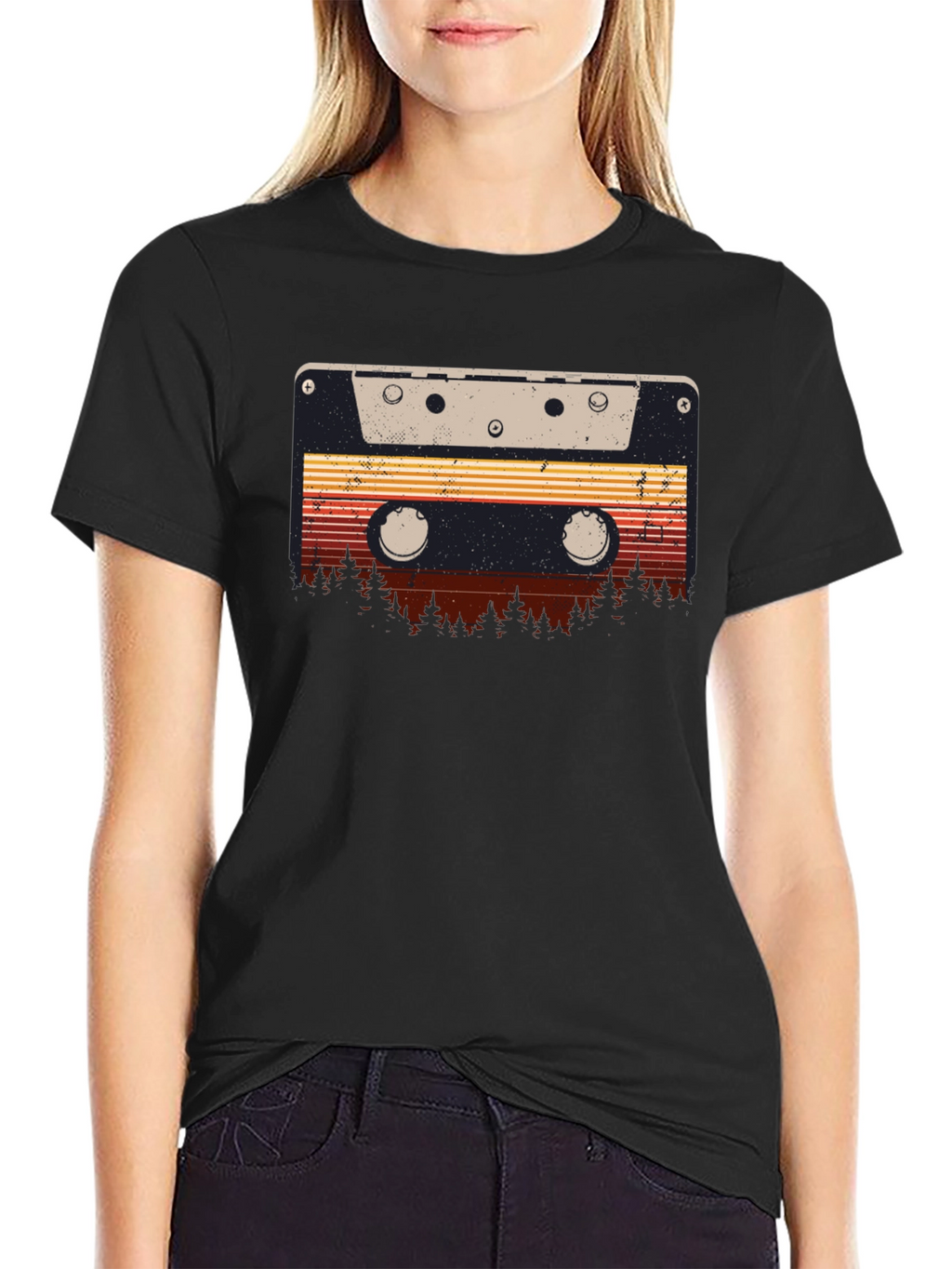 Retro Cassette Tape Forest Graphic Tee