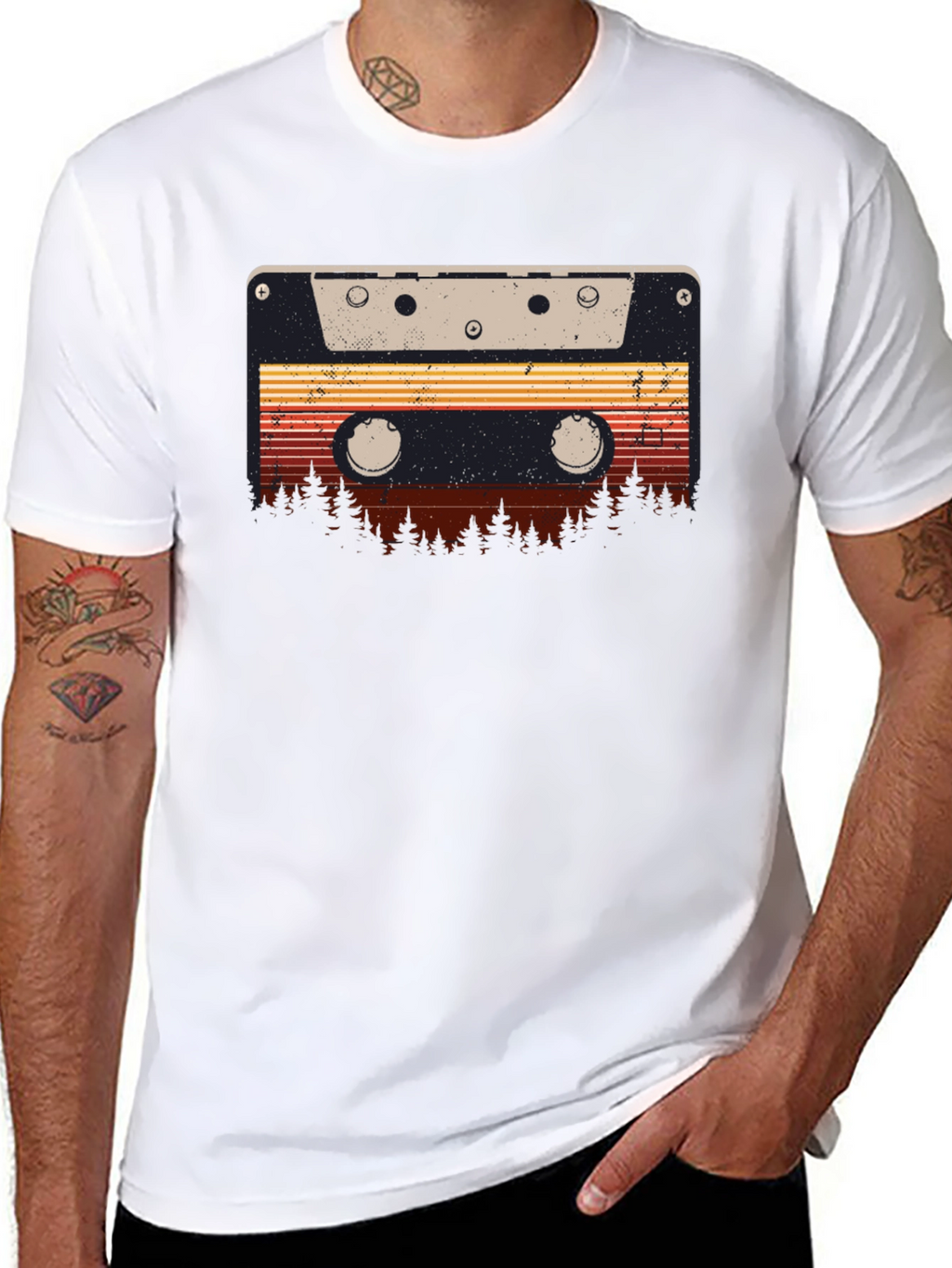 Retro Cassette Tape Forest Graphic Tee